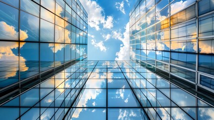 Obraz premium low angle photo of curtain wall building