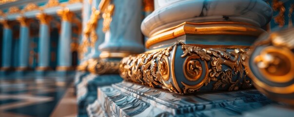 Fototapeta premium Ornate Baroque architecture, Vintage, Elegant, Illustration, Emphasizing historical opulence