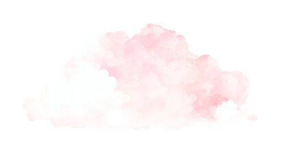 Fototapeta premium Pink watercolor cloud floats softly with wispy edges and a dreamy, ethereal quality on a transparent background