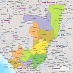 Fototapeta premium Political map of Republic of the Congo