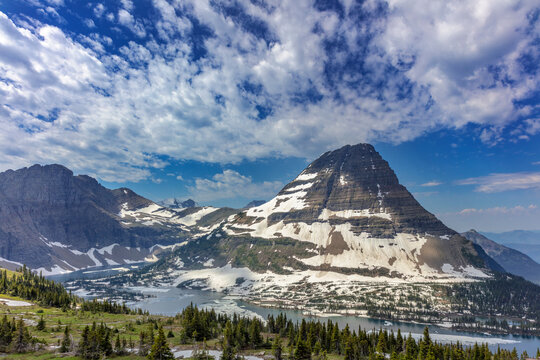 Bearhat Mountain and Hidden Lake in Glacier National Park, Montana, USA