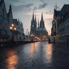 Naklejka premium Gothic Cathedral in Dawn Light