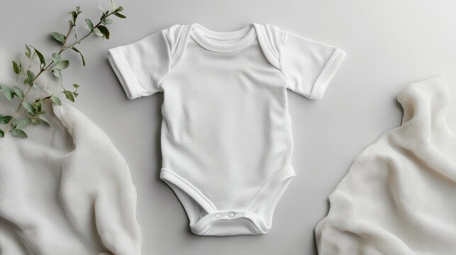  a blank baby romper designed for showcasing infant clothing designs.