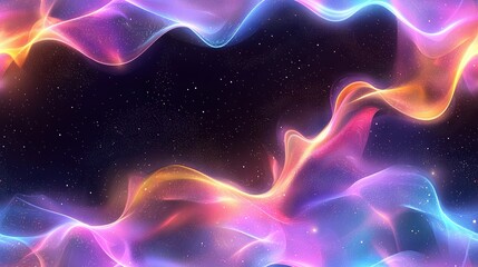 Fototapeta premium Neon wave image on dark background with space