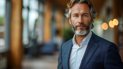 Fototapeta premium Middle aged businessman dressed classic suit in modern office
