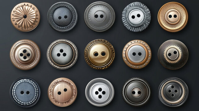 Antique Bronze Buttons: Featuring an intricate design with a warm, metallic sheen that complements vintage clothing styles.