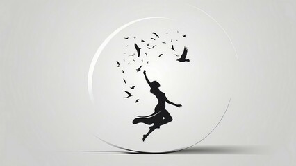 silhouette of a person with a fan
