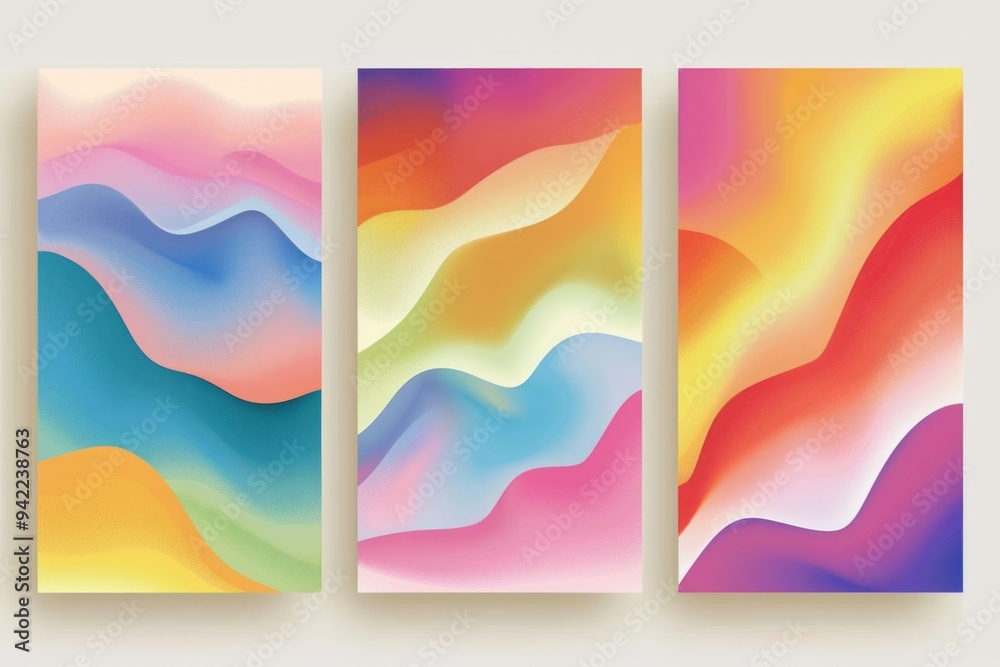 Aufkleber set of three vertical banners on a colorful background