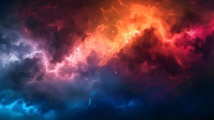 Fototapeta premium A colorful space background with a red and orange cloud