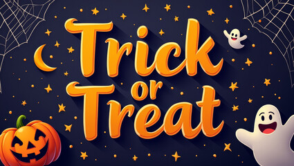 Halloween Concept. Trick Or Treat. Invitation Card. Illustration.