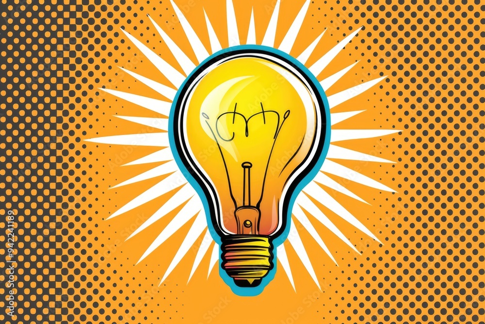 Poster a creative concept featuring an illuminated light bulb with the word 'idea' inscribed, suggesting in