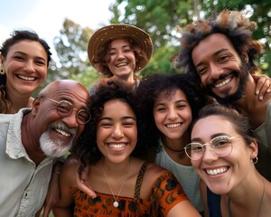 Fototapeta premium Celebration Joyful Friends Together Smiles Nature Happiness Connection Laughter Memories Diversity. AI Generated