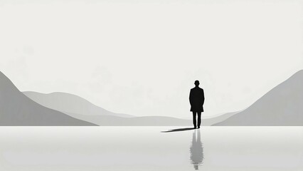 silhouette of a person on a mountain