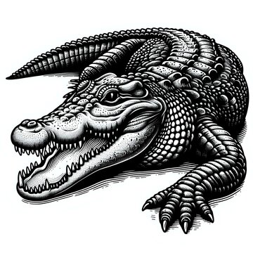 black and white crocodile open mouth clip art preview