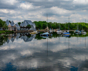 Sailboats and Reflections on Lake Harriett in Minneapolis