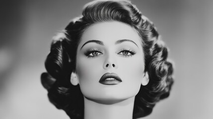 1940s Hollywood glamour shot with soft focus and film grain, timeless beauty, vintage style