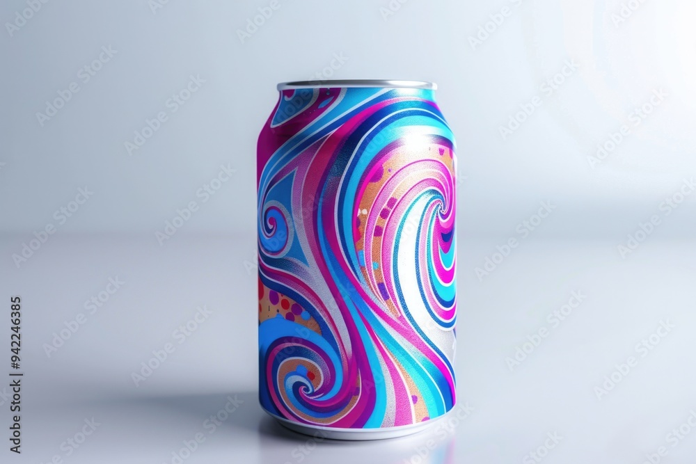 Aufkleber a can of soda sitting on a table with a simple, everyday scene