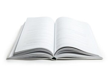 A person reads from an open book on a clean and simple background