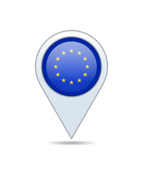 European Union - flag pin for map. Vector illustration.
