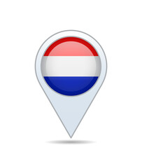 Netherlands - flag pin for map. Vector illustration.