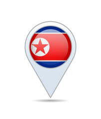 North Korea - flag pin for map. Vector illustration.