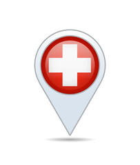 Fototapeta premium Switzerland - flag pin for map. Vector illustration.