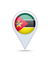 Mozambique - flag pin for map. Vector illustration.