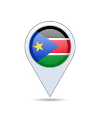 South Sudan - flag pin for map. Vector illustration.