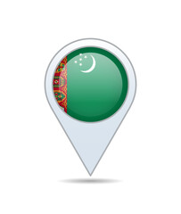 Turkmenistan - flag pin for map. Vector illustration.