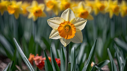 Obraz premium a vibrant yellow daffodil heralding the arrival of spring