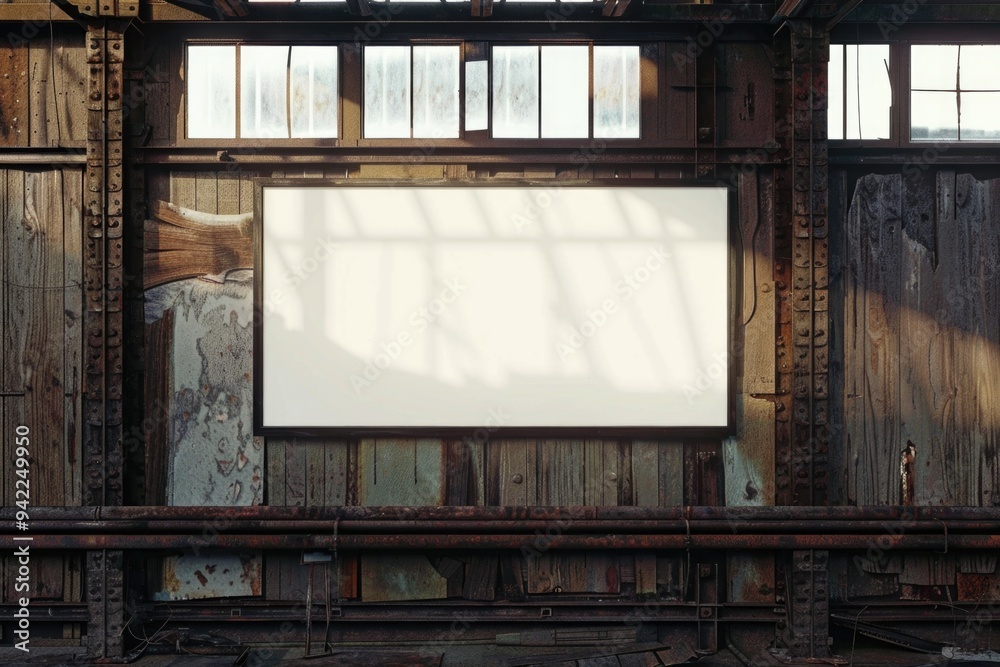 Poster a large screen display in a modern building interior