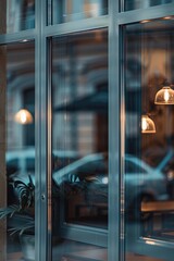 A clock face visible through an open window