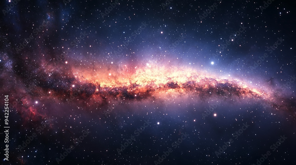 Wall mural universe galaxy with planet