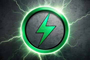 Electrifying Emerald Storm Bolt Circle Frame with 3D Glow and Textured Background