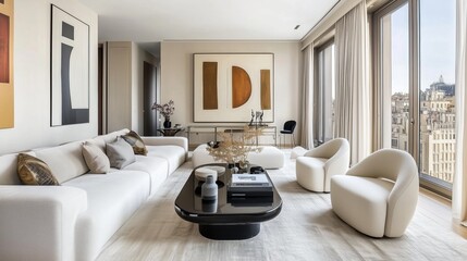 Fototapeta premium Modern living room. The room has a modern and minimalist design.