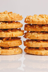 Crispy cookies on a light background. Food photography
