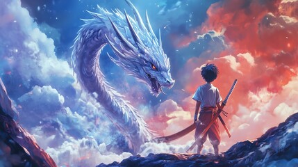 anime boy with dragon