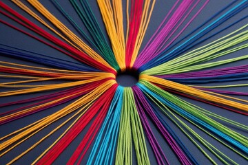 Dynamic Strings Merging into a Directional Arrow Signifying Guidance and Collaborative Success