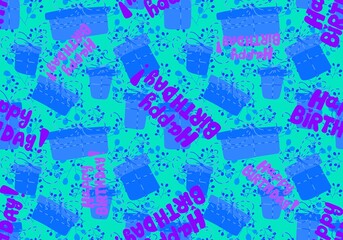 Birthday seamless pattern for wrapping paper and fabrics and linens