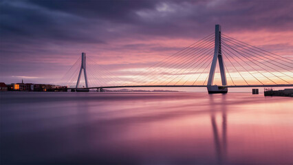Obraz premium denmark aarhus long exposure of infinite bridge against purple sky