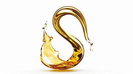 Fototapeta premium Golden Liquid Splash in the Shape of an 'S'