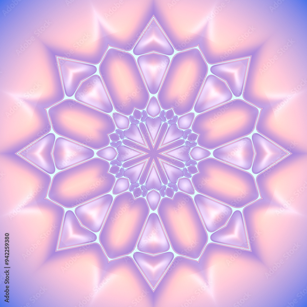 Poster Illustration of a kaleidoscopic pattern of a colorful organic structure. 3d rendering