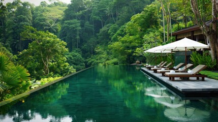 Naklejka premium Luxury Pool with Jungle View