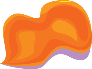 Abstract orange shape is flowing and forming a wave with a purple shadow underneath