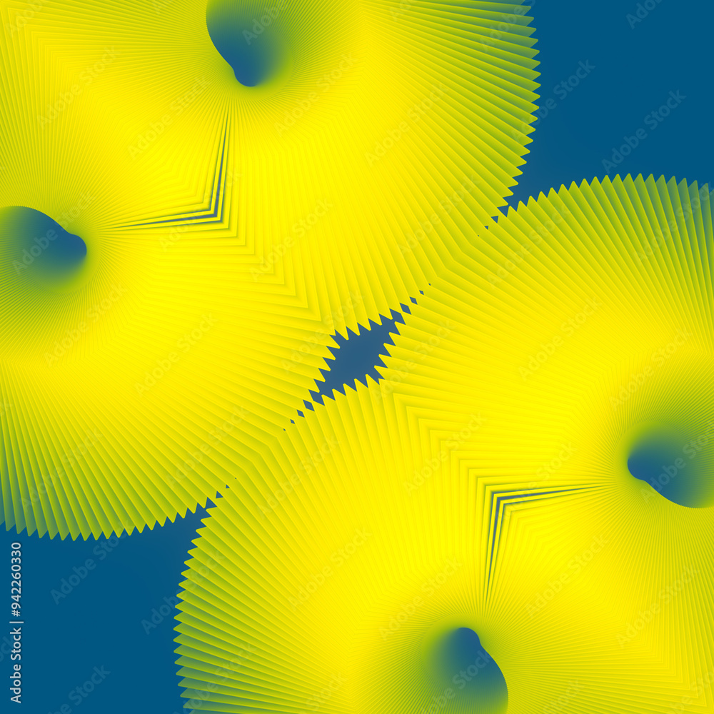 Aufkleber Bright yellow-green spiral surface with line pattern. 3d rendering illustration