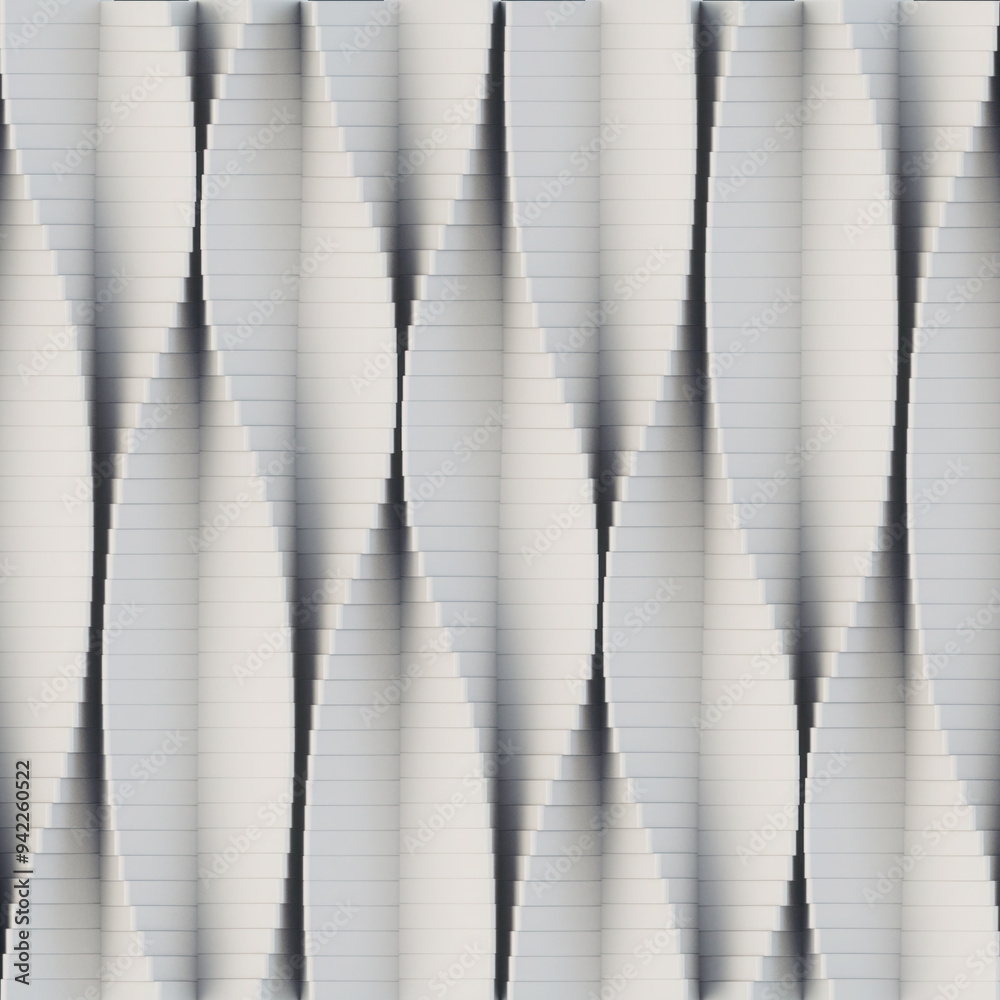 Leinwandbilder Digital illustration of geometric wave pattern in white color. 3d rendering