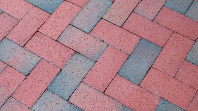 red brick  herring bone pavers.