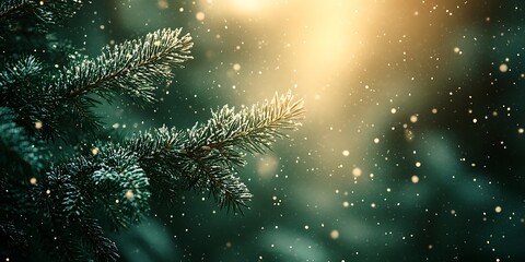 A gentle green gradient with pine branches and snowflakes creates a soft winter background.