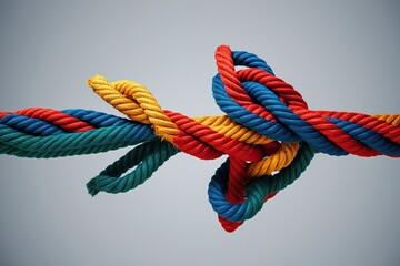 Vibrant Intertwined Ropes Creating Directional Arrow for Guidance and Collaboration