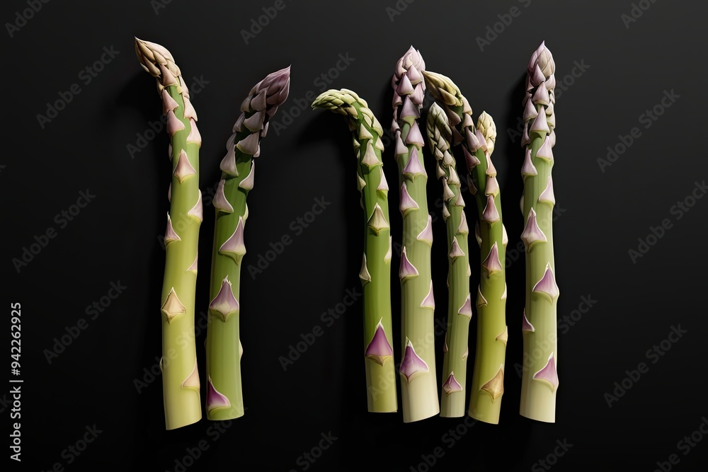 Wall mural realistic 3d illustration of asparagus densiflorus plant on black background